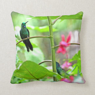 Cojín Decorativo Colibrí y flores tropicales