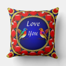 Cojín Decorativo Colibríes coloridos rodeados de un corazón románti