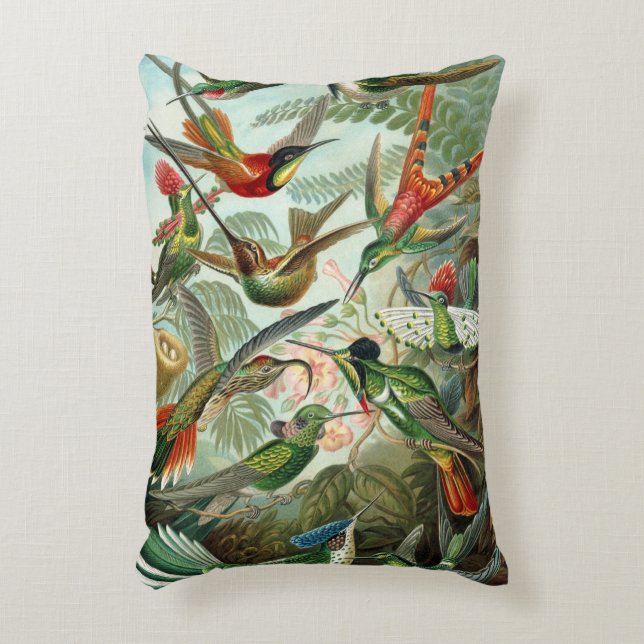 Cojín Decorativo Colibríes de Ernst Haeckel, árboles de pájaros vin (Frente (Vertical))