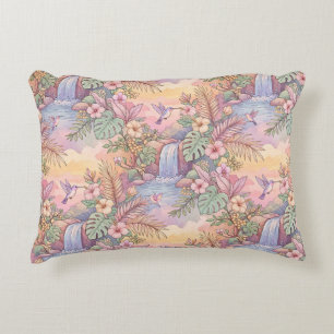 Cojín Decorativo Colibríes Hibisco Cascada Alegre