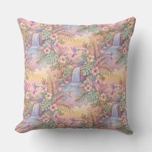 Cojín Decorativo Colibríes Hibisco Cascada Alegre