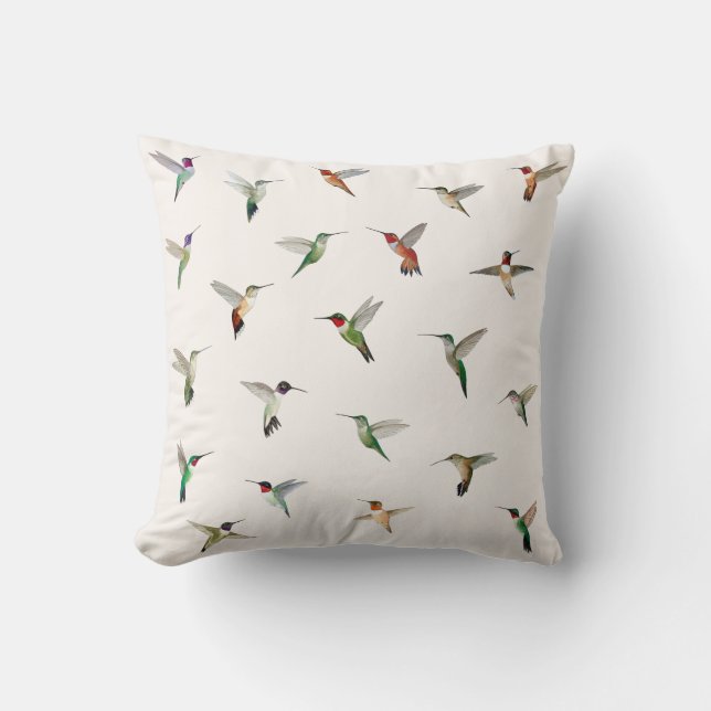 Cojín Decorativo Colibríes norteamericanos (Anverso)