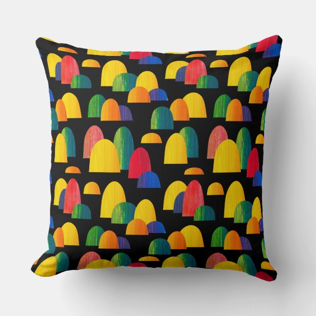 Cojín Decorativo Colinas Pintadas - Negro (Anverso)