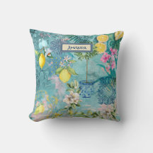 Collage chic azul turquesa floral cítrico sicilian