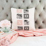 Cojín Decorativo Collage Couple Photo & Pastel Pink & Grey XOXO<br><div class="desc">Collage Couple Photo & Pastel Pink & Grey XOXO</div>
