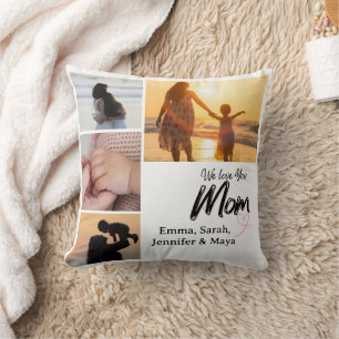 Cojín Decorativo Collage de 4 Fotos Personalizadas Te Amamos Mamá