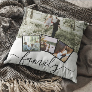 Cojín Decorativo Collage de 4 fotos personalizado para familia