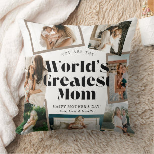 Cojín Decorativo Collage de 7 fotos de la mejor mamá del mundo