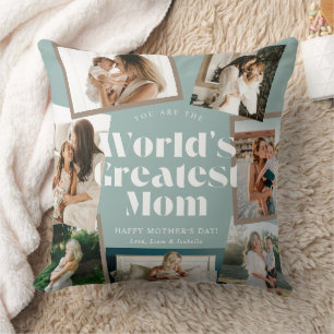 Cojín Decorativo Collage de 7 fotos de la mejor mamá del mundo
