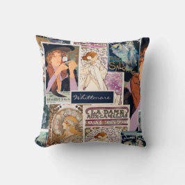 Cojín Decorativo Collage de arte francés vintage personalizado