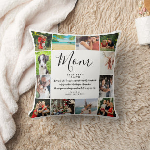 Cojín Decorativo Collage de fotos 12 de la cita de mamá