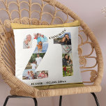 Cojín Decorativo Collage de fotos 21º cumpleaños Neutral personaliz<br><div class="desc">Regalo de cumpleaños 21 personalizado. Esta almohada decorativa personalizado tiene un claro collage de fotos en forma de número 21 con arena beige neutra / bordes amarillos mudos y una tipografía moderna de bronce. El texto dice "¡Felicidades!" junto con su nombre y fecha de nacimiento (todos los cuales se pueden...</div>