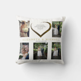 Cojín Decorativo Collage de fotos boda Cita de corazón simple