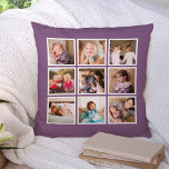 Cojín Decorativo Collage de fotos de color de fondo editable por pe<br><div class="desc">Almohada con 9 fotos cuadradas dispuestas en una cuadrícula cada una con un borde blanco alrededor de ellas en la parte delantera y trasera lo que hace que 18 fotos en total puedan reemplazarse con sus propias fotos todo con un color de fondo editable (haga clic en personalizar para cambiar...</div>