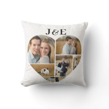 Collage de fotos de corazón monogramado negro y bl