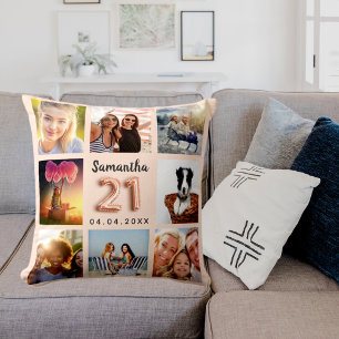 Cojín Decorativo Collage de fotos de crema de yegua por 21 años