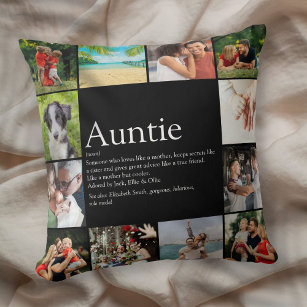 Cojín Decorativo Collage de fotos de diversión de definición de tía
