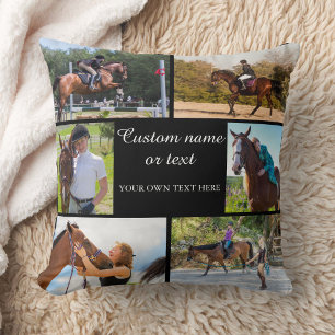 Cojín Decorativo Collage de fotos de equitación Cushion animal negr