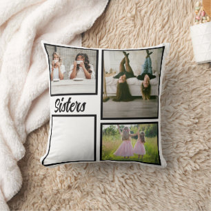 Cojín Decorativo Collage de fotos de hermanas. El mejor tipo de ter