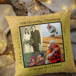 Cojín Decorativo Collage de fotos del 50° Aniversario del Oro Boda<br><div class="desc">Crea tu propio Pillow del 50° Aniversario Boda con 4 de tus fotos favoritas de los últimos 50 años. Este elegante y moderno diseño es dorado y negro con un efecto purpurina y texturizado. Tus fotos están en un borde negro y enmarcadas con tipografía negra, que puedes personalizar con tus...</div>