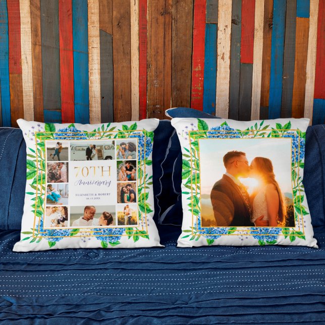 Cojín Decorativo Collage de Fotos del 70 Aniversario de Hydrangea A (Subido por el creador)