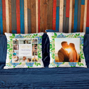Cojín Decorativo Collage de Fotos del 70 Aniversario de Hydrangea G