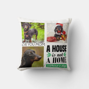 Cojín Decorativo Collage de fotos del Día de la Madre con el perro