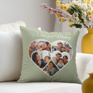 Cojín Decorativo Collage de fotos del Día de la Madre en forma de c