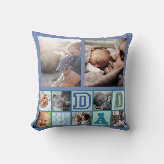 Cojín Decorativo collage de fotos del mejor papá del personalizado (Anverso)