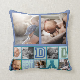 Cojín Decorativo collage de fotos del mejor papá del personalizado