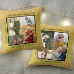 Cojín Decorativo Collage de fotos del Oro 50 Aniversario Boda 8<br><div class="desc">Crea tu propio Pillow de doble cara con 50 años de Boda con 8 de tus fotos favoritas de los últimos 50 años. Este elegante y moderno diseño es dorado y negro con un efecto purpurina y texturizado. Tus fotos están en un borde negro y enmarcadas con tipografía negra, que...</div>