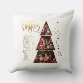 Cojín Decorativo Collage de fotos en árbol de Navidad Estilo de Rel