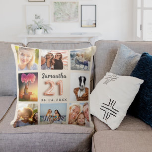 Cojín Decorativo Collage de fotos en crema beige por 21 años