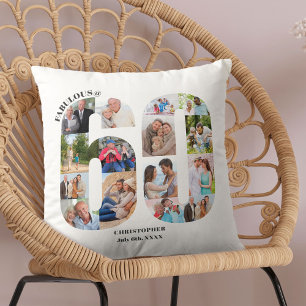 Cojín Decorativo Collage de fotos fabulosos a los 60 Cumpleaños per