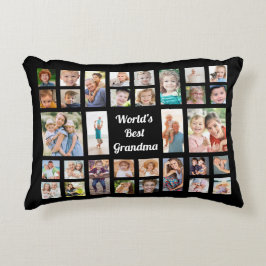 Cojín Decorativo Collage de Fotos Familiares 32 Mejor Abuela del Mu