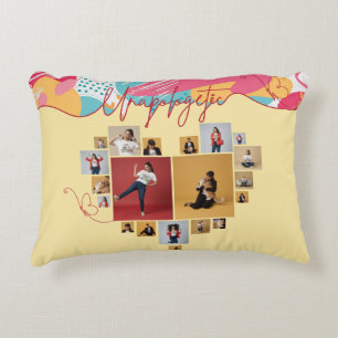 Cojín Decorativo Collage de Fotos Femeninas Personalizadas sin Disc