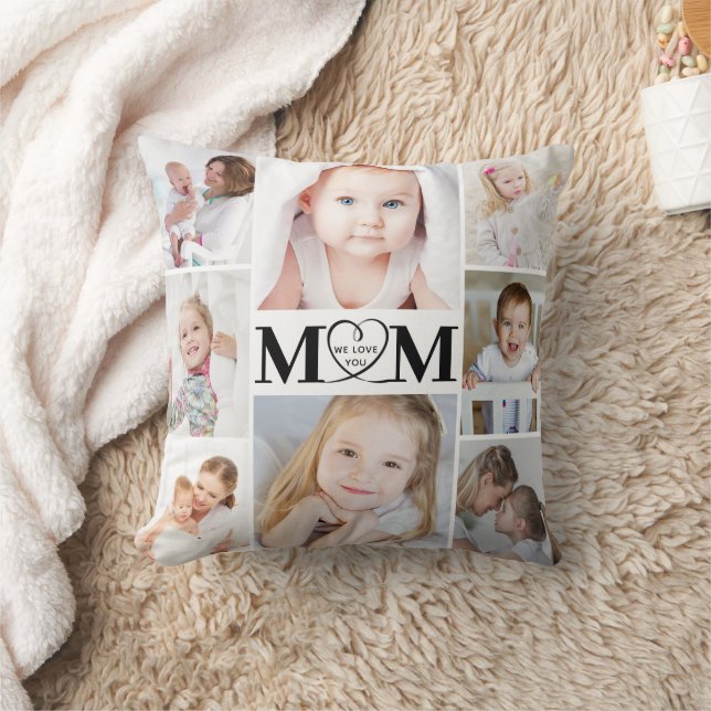 Cojín Decorativo Collage de fotos Love You Mom Heart 8 (Manta)