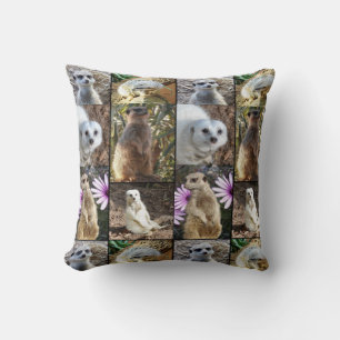 Cojín Decorativo Collage de fotos Meerkat, Arroja Cushion.