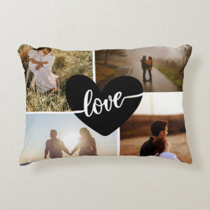 Cojín Decorativo Collage de Fotos Moderno Corazón de Amor