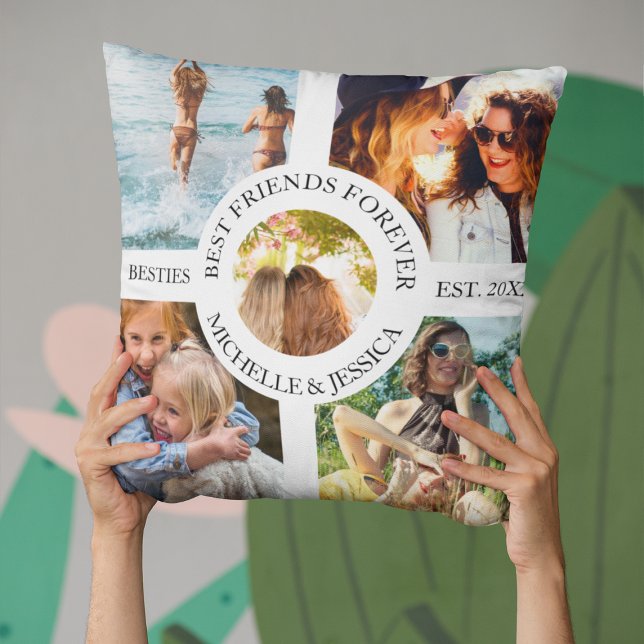Cojín Decorativo Collage de fotos Moderno Mejor Amigos Para Siempre (Subido por el creador)
