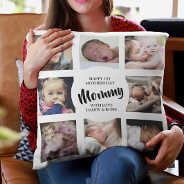 Cojín Decorativo Collage de fotos moderno | Primer día de la madre