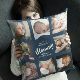 Cojín Decorativo Collage de fotos moderno | Primer día de la madre