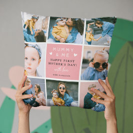 Cojín Decorativo Collage de fotos 'momia y yo', primer día de la ma