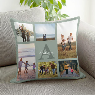 Cojín Decorativo Collage de fotos Monograma 6 personalizado