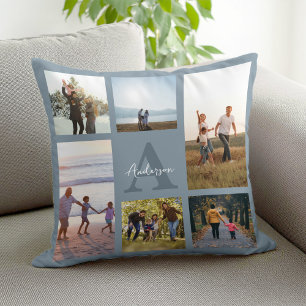Cojín Decorativo Collage de fotos Monograma 6 personalizado