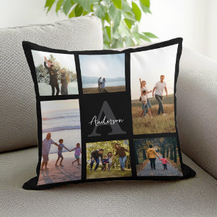 Cojín Decorativo Collage de fotos Monograma 6 personalizado