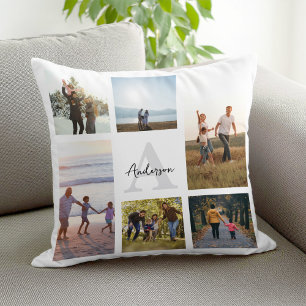 Cojín Decorativo Collage de fotos Monograma 6 personalizado
