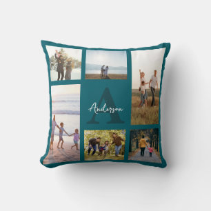 Cojín Decorativo Collage de fotos Monograma 6 personalizado