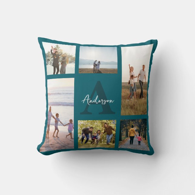 Cojín Decorativo Collage de fotos Monograma 6 personalizado (Anverso)