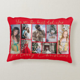 Cojín Decorativo Collage de fotos navideño Gold Trendy Family Merry